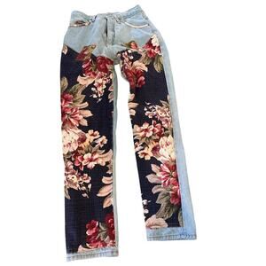 Vintage L.E.I Women's Y2K 90s 2000s Floral Patchwork Jeans Size 27 blue